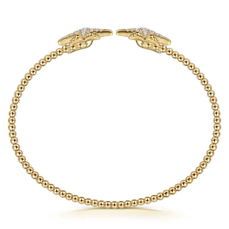 14K Yellow Gold Bujukan and Diamond Starburst Open Bangle Bracelet - 0.3 ct - Shot 3