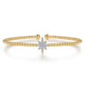 14K Yellow Gold Bujukan and Diamond Starburst Split Bangle Bracelet - 0.15 ct