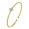 14K Yellow Gold Bujukan and Diamond Starburst Split Bangle Bracelet - 0.15 ct