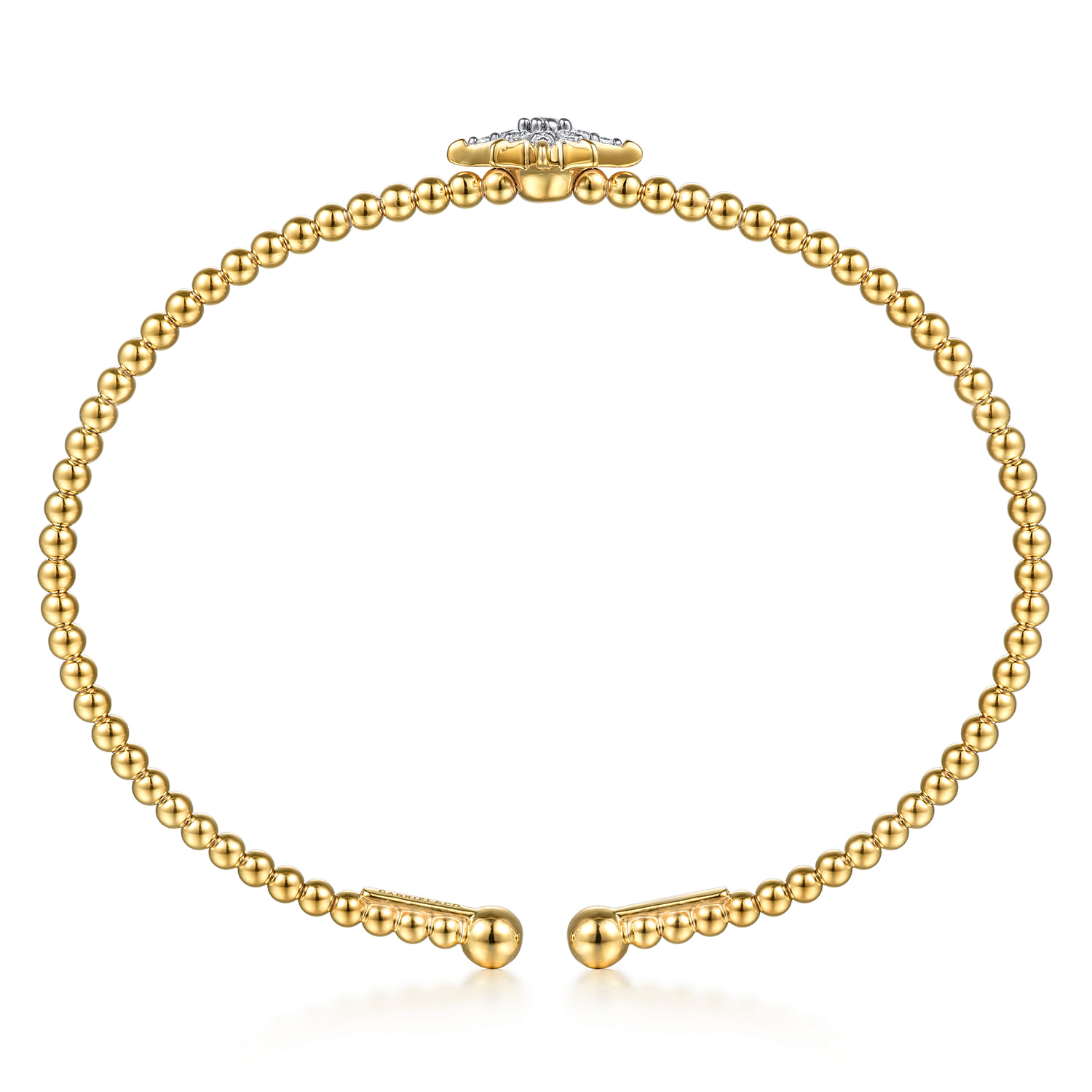 14K Yellow Gold Bujukan and Diamond Starburst Split Bangle Bracelet - 0.15 ct - Shot 3