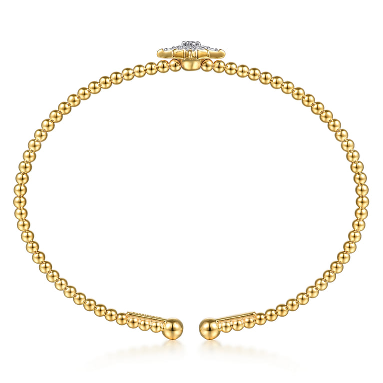 14K Yellow Gold Bujukan and Diamond Starburst Split Bangle Bracelet - 0.15 ct - Shot 3