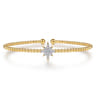 14K Yellow Gold Bujukan and Diamond Starburst Split Bangle Bracelet - 0.15 ct