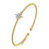 14K Yellow Gold Bujukan and Diamond Starburst Split Bangle Bracelet - 0.15 ct