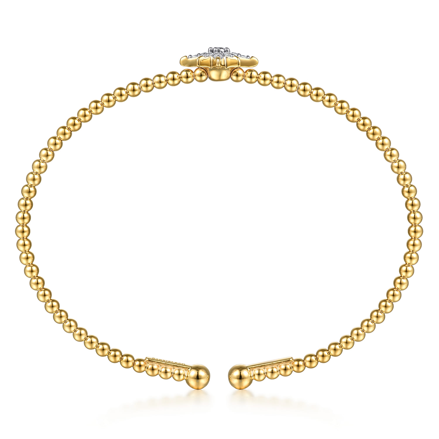 14K Yellow Gold Bujukan and Diamond Starburst Split Bangle Bracelet - 0.15 ct - Shot 3