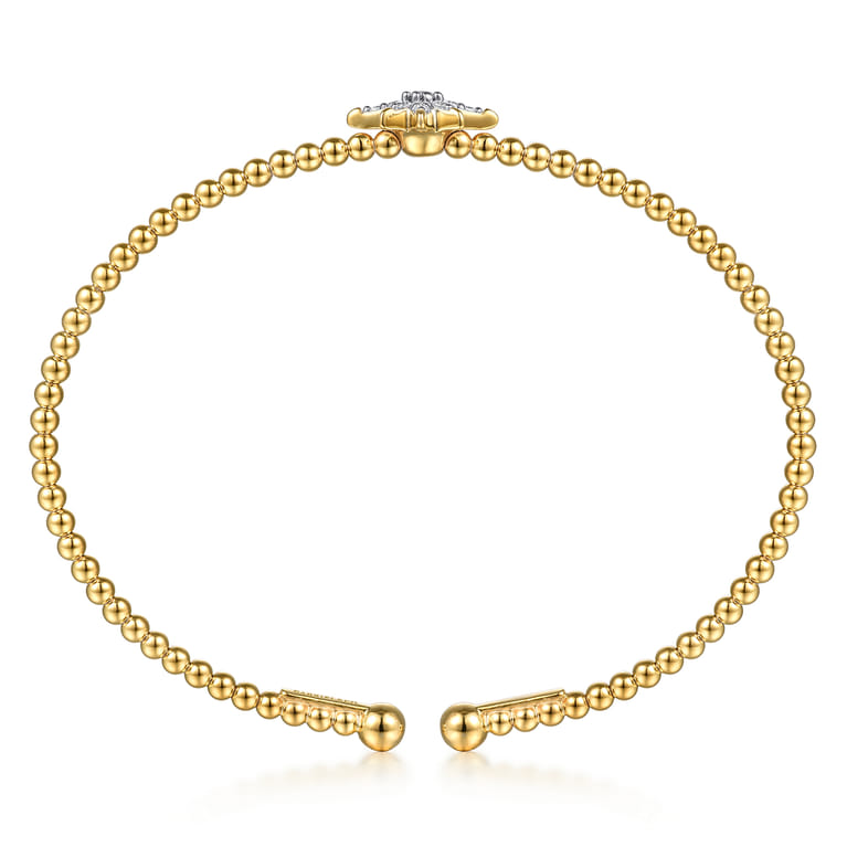 14K Yellow Gold Bujukan and Diamond Starburst Split Bangle Bracelet - 0.15 ct - Shot 3