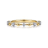 14K Yellow Gold Bujukan and Diamond Station Alternating Ring - 0.07 ct
