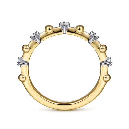 14K Yellow Gold Bujukan and Diamond Station Alternating Ring