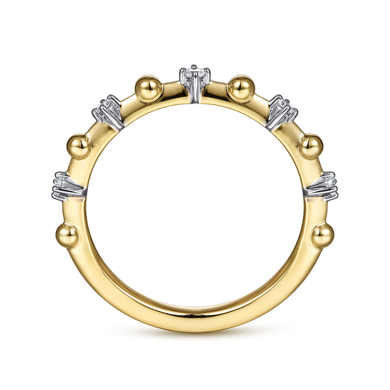 14K Yellow Gold Bujukan and Diamond Station Alternating Ring - 0.07 ct - Shot 2