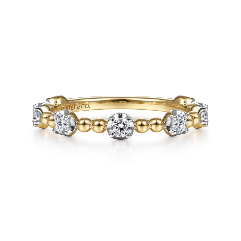 14K Yellow Gold Bujukan and Diamond Station Ring - 0.35 ct - Shot 1
