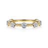 14K Yellow Gold Bujukan and Diamond Station Ring - 0.35 ct
