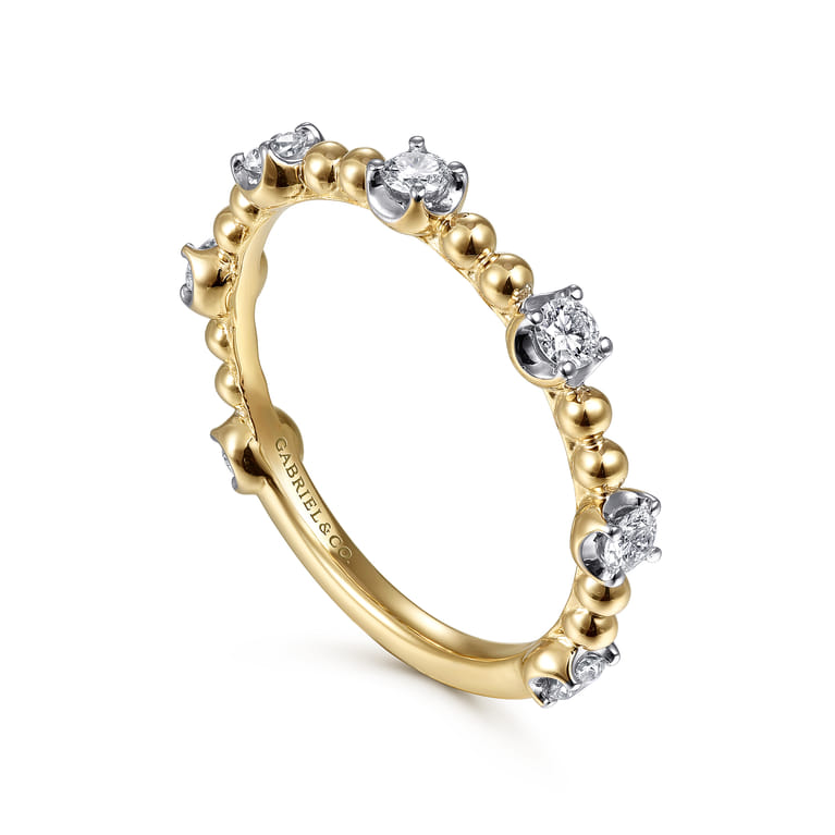 14K Yellow Gold Bujukan and Diamond Station Ring - 0.35 ct - Shot 3