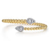 14K Yellow Gold Bujukan and Diamond Teardrop Bypass Bangle Bracelet - 0.7 ct