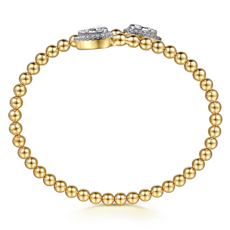 14K Yellow Gold Bujukan and Diamond Teardrop Bypass Bangle Bracelet - 0.7 ct - Shot 3