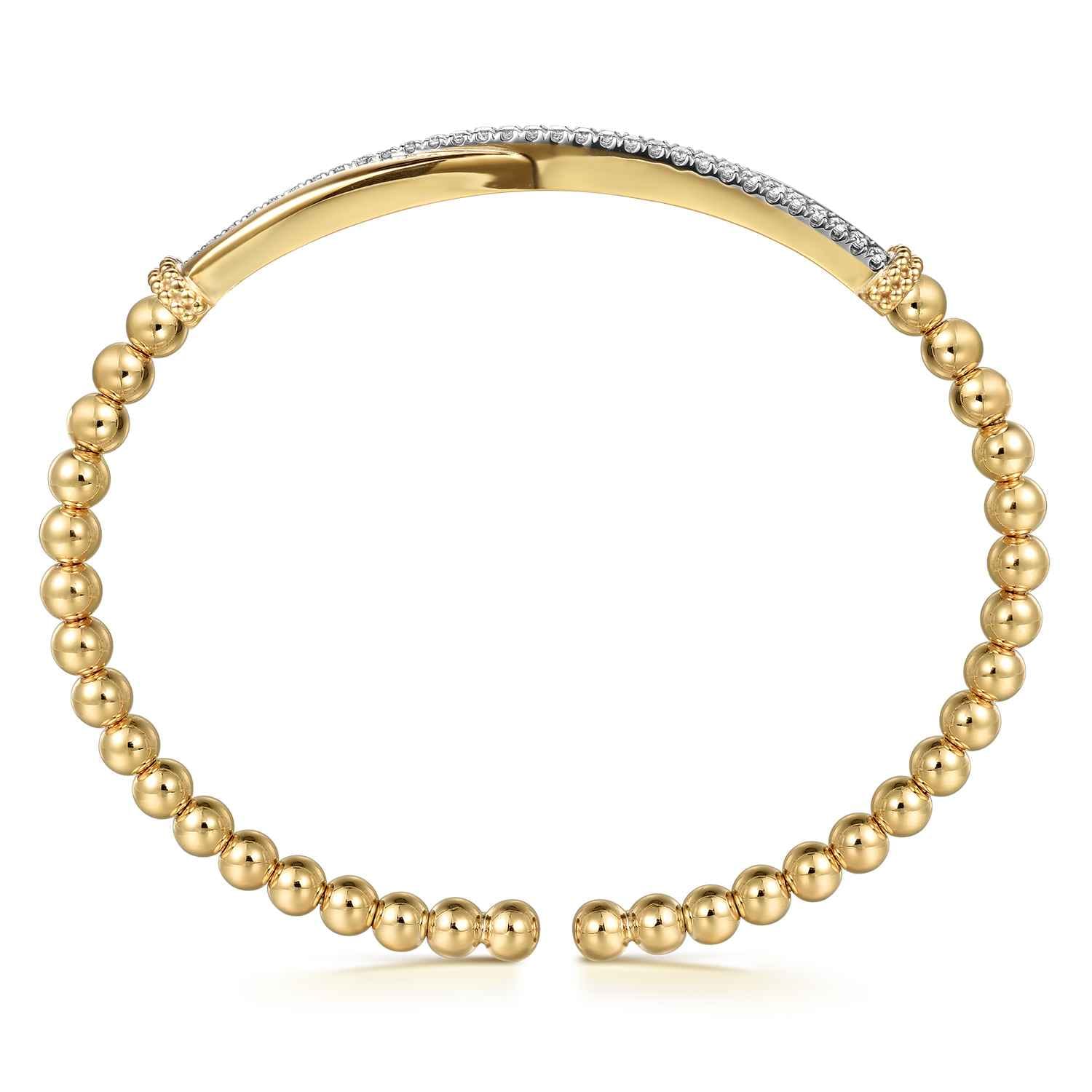 14K Yellow Gold Bujukan and Diamond Twist Split Bangle Bracelet - 0.35 ct - Shot 3