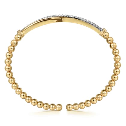14K Yellow Gold Bujukan and Diamond Twist Split Bangle Bracelet