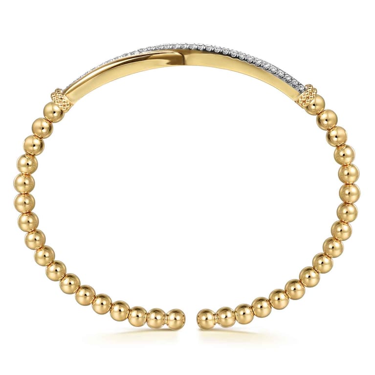 14K Yellow Gold Bujukan and Diamond Twist Split Bangle Bracelet - 0.35 ct - Shot 3