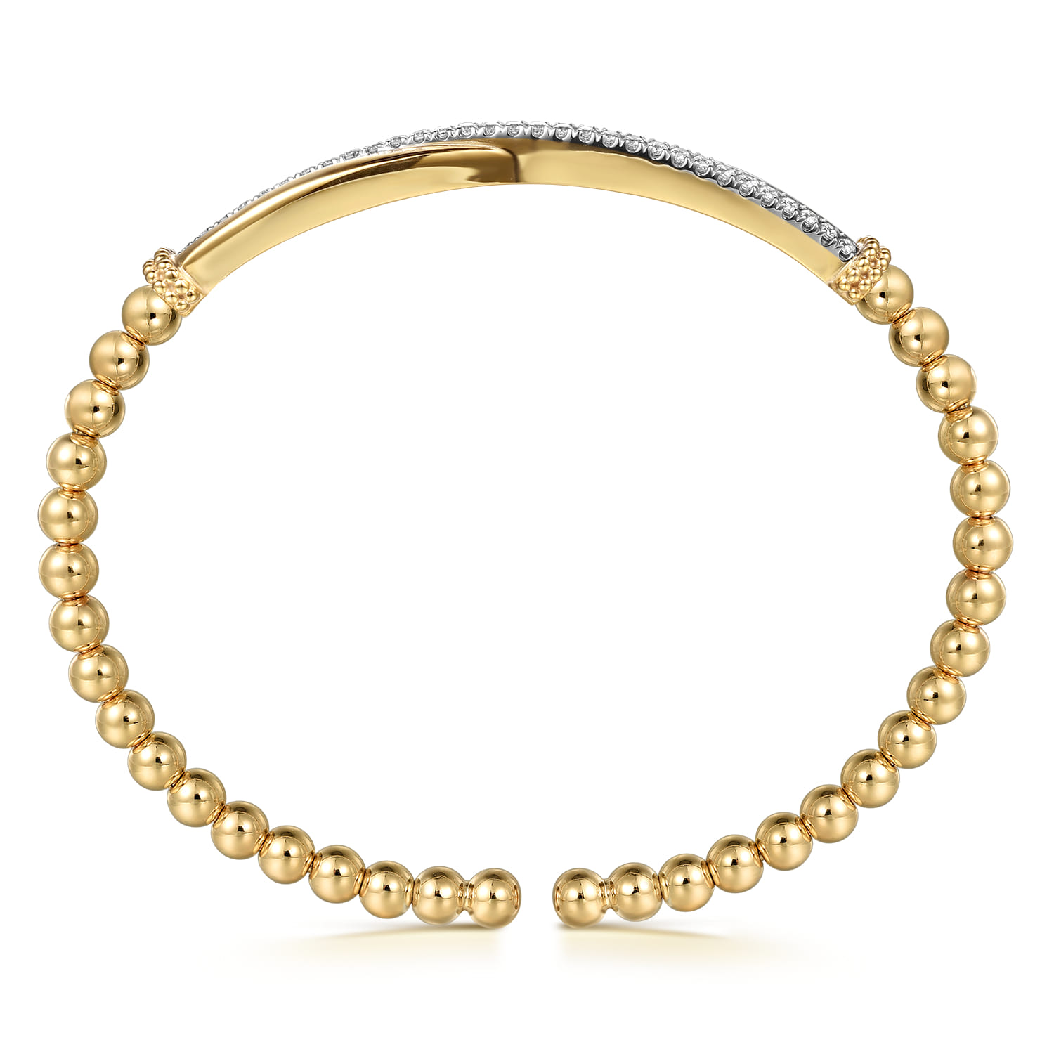 14K Yellow Gold Bujukan and Diamond Twist Split Bangle Bracelet - 0.35 ct - Shot 3