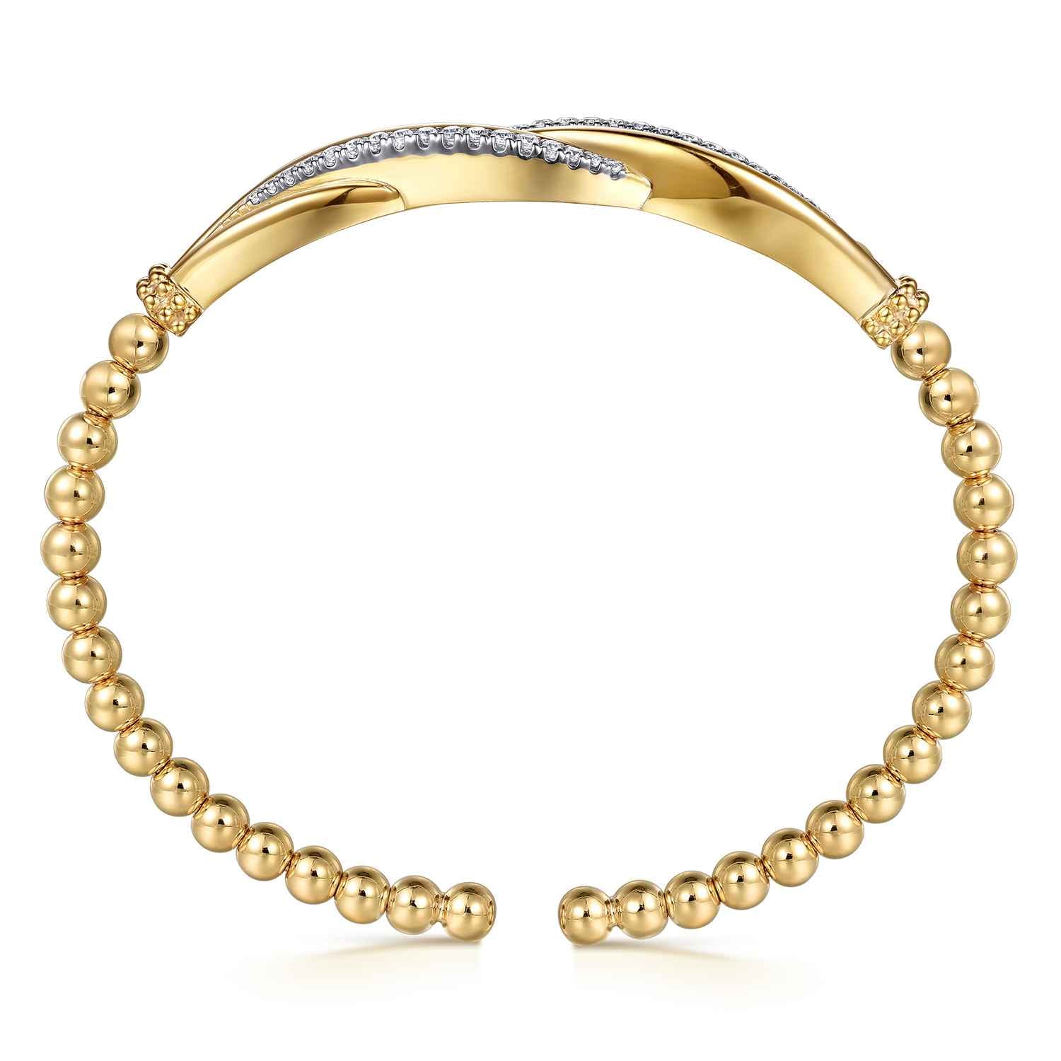 14K Yellow Gold Bujukan and Diamond Twist Split Bangle Bracelet - 0.4 ct - Shot 3
