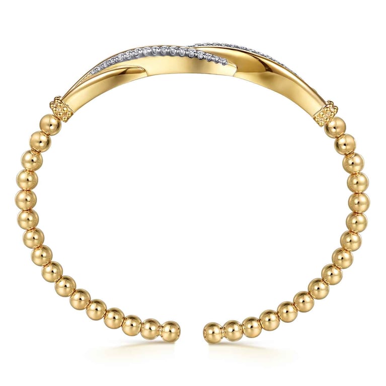14K Yellow Gold Bujukan and Diamond Twist Split Bangle Bracelet - 0.4 ct - Shot 3