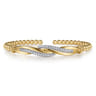 14K Yellow Gold Bujukan and Diamond Twist Split Bangle Bracelet - 0.4 ct