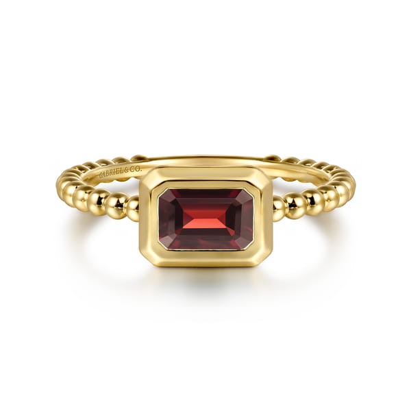 Yellow Gold Bujukan Garnet Stackable Promise Ring