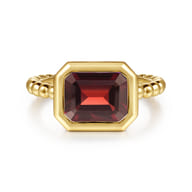 14K Yellow Gold Bujukan and Garnet Stackable Ring