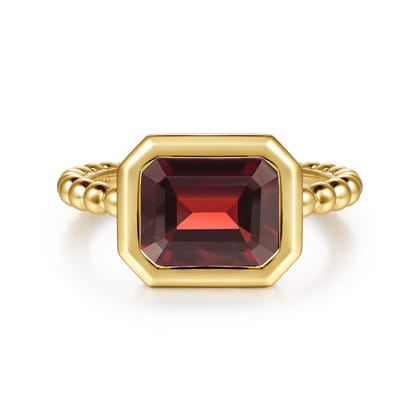14K Yellow Gold Bujukan and Garnet Stackable Ring