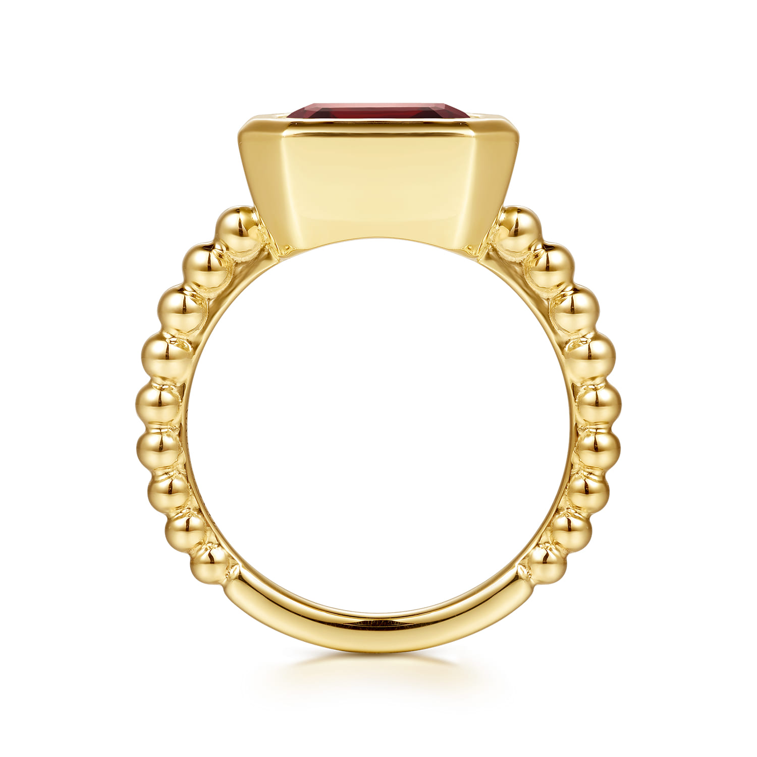 14K Yellow Gold Bujukan and Garnet Stackable Ring - Shot 2
