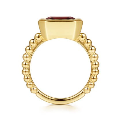 14K Yellow Gold Bujukan and Garnet Stackable Ring