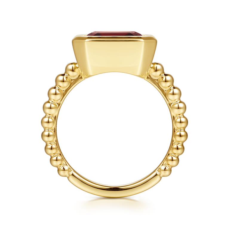14K Yellow Gold Bujukan and Garnet Stackable Ring - Shot 2