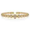 14K Yellow Gold Bujukan and Graduating Diamond Split Bangle Bracelet - 1.5 ct