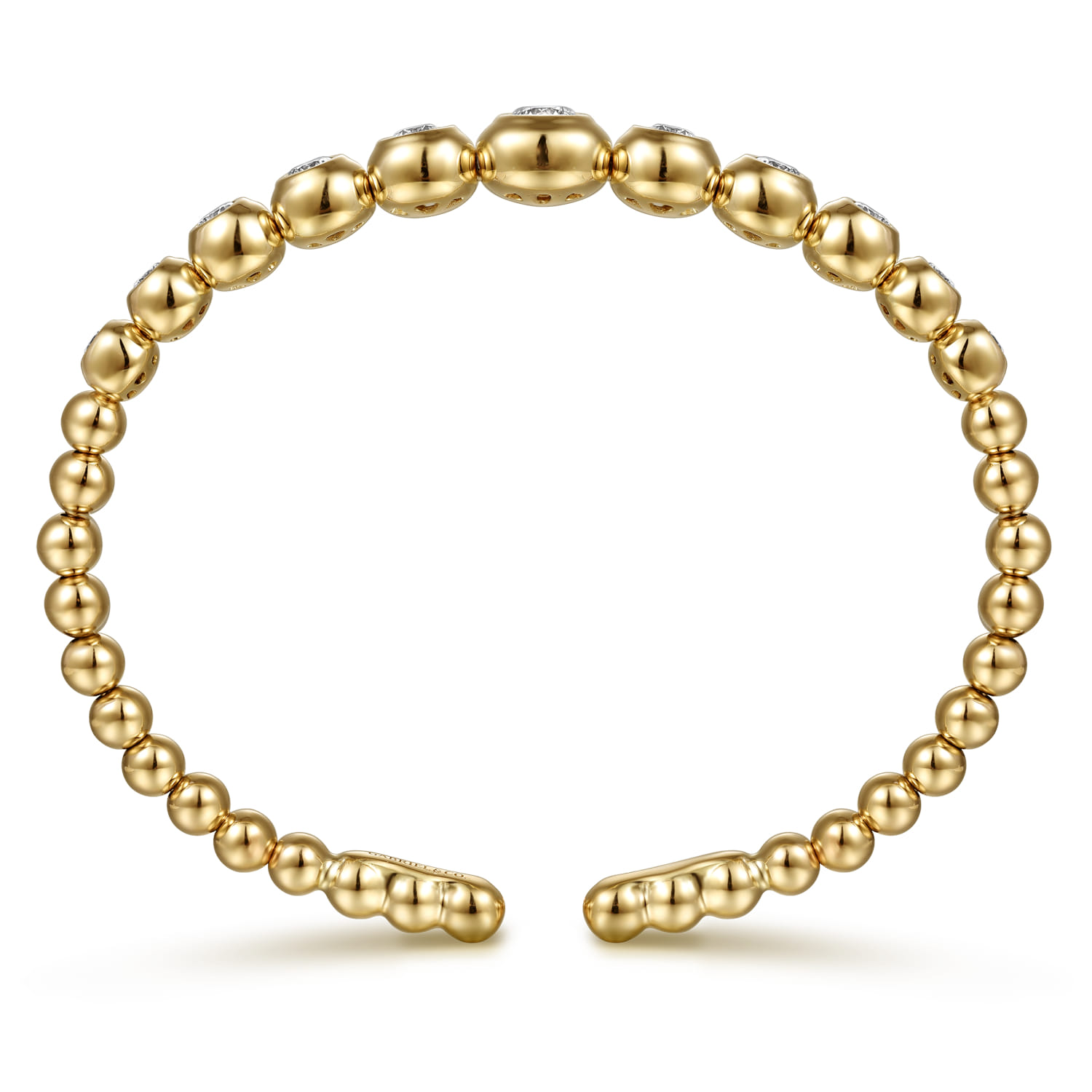 14K Yellow Gold Bujukan and Graduating Diamond Split Bangle Bracelet - 1.5 ct - Shot 3