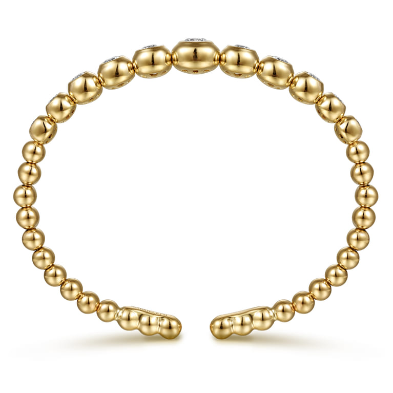 14K Yellow Gold Bujukan and Graduating Diamond Split Bangle Bracelet - 1.5 ct - Shot 3