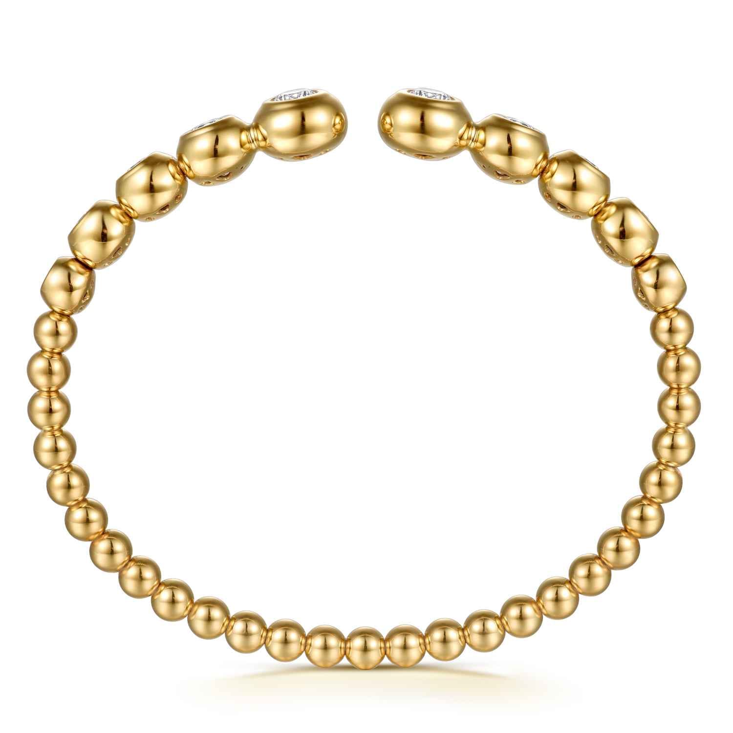 14K Yellow Gold Bujukan and Graduating Diamond Split Bangle Bracelet - 1.5 ct - Shot 3