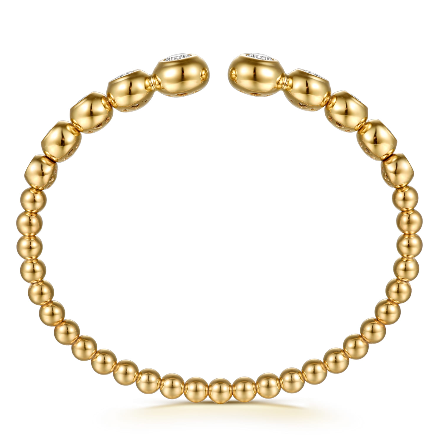 14K Yellow Gold Bujukan and Graduating Diamond Split Bangle Bracelet