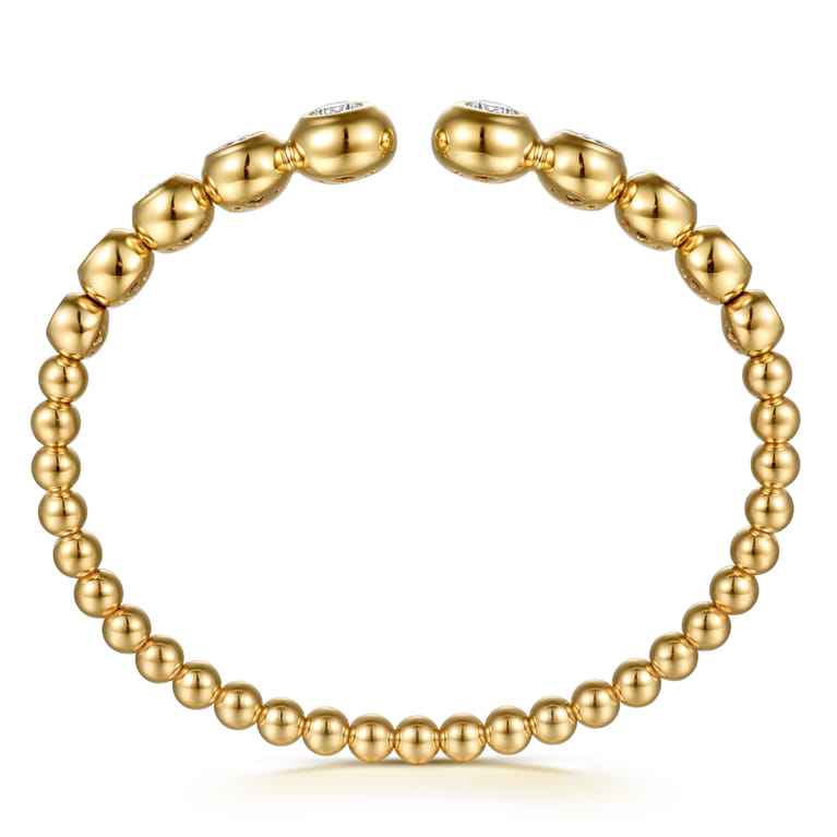 14K Yellow Gold Bujukan and Graduating Diamond Split Bangle Bracelet - 1.5 ct - Shot 3