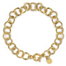 14K Yellow Gold Bujukan and Hollow Tube Link Chain Bracelet