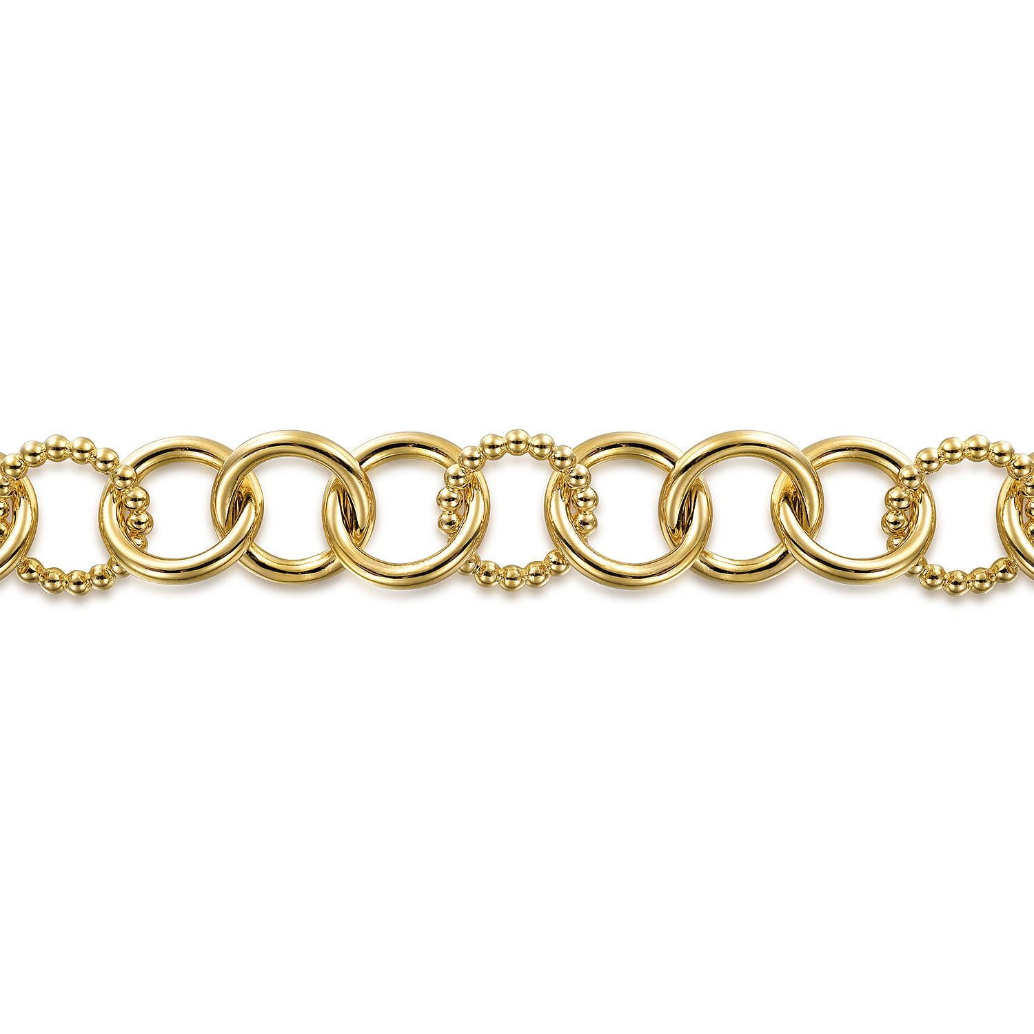 14K Yellow Gold Bujukan and Hollow Tube Link Chain Bracelet - Shot 2