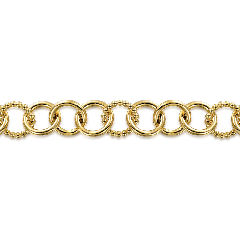 14K Yellow Gold Bujukan and Hollow Tube Link Chain Bracelet - Shot 2