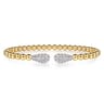 14K Yellow Gold Bujukan and Pave Diamond Teardrop Open Bangle Bracelet - 0.6 ct