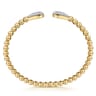 14K Yellow Gold Bujukan and Pave Diamond Teardrop Open Bangle Bracelet - 0.6 ct