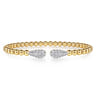 14K Yellow Gold Bujukan and Pave Diamond Teardrop Open Bangle Bracelet - 0.6 ct