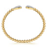 14K Yellow Gold Bujukan and Pave Diamond Teardrop Open Bangle Bracelet - 0.6 ct