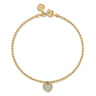 14K Yellow Gold Bujukan and White Sapphire Heart Charm Bracelet