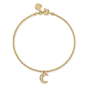 14K Yellow Gold Bujukan and White Sapphire Moon Charm Bracelet