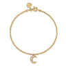 14K Yellow Gold Bujukan and White Sapphire Moon Charm Bracelet