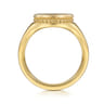 14K Yellow Gold Bujukan diamond heart Signet Ring - 0.11 ct