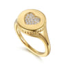 14K Yellow Gold Bujukan diamond heart Signet Ring - 0.11 ct