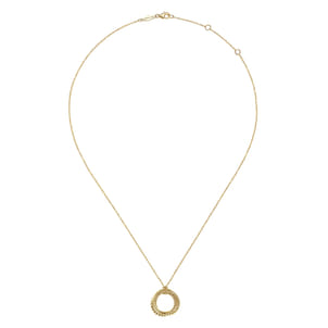 14K Yellow Gold BujukanTwisted Rope Multi Circle Pendant Necklace