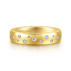 14K Yellow Gold Burnish Diamond Anniversary Band